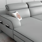 Modish Solid Color Water Resistant Standard Sofa in Light Gray with Receptacle Storage, Seats 5/4/3, and 2/3 Pillows