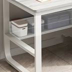 Contemporary Wood in White Writing Desk Shape in Rectangular with 3 Drawers