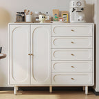 Chalk Casual Raw Wood Combo Dresser with 4/5 Drawers, Hutch, 3 Interior Shelves, Horizontal/Vertical