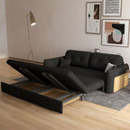 Midnight Black Tufted Back Futon Day Bed with Receptacle Storage