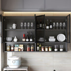 Modern Display Stand Wall Mounted Faux Wood Storage Cabinet for Dining Room