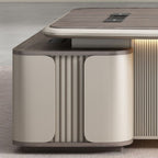 Moisture Resistant Desk with 4 Drawers and Cabinet, Featuring Dual Footing, 1 Exterior Shelf, Cable Management, Front Splash, and Cooling Hole