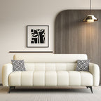 Trendy Solid Color Scratch-immune Convertible Sofa in Grey/Cerulean/Light Green with Arm, Seats 3/4-seater/2 People, and 2 Pillows