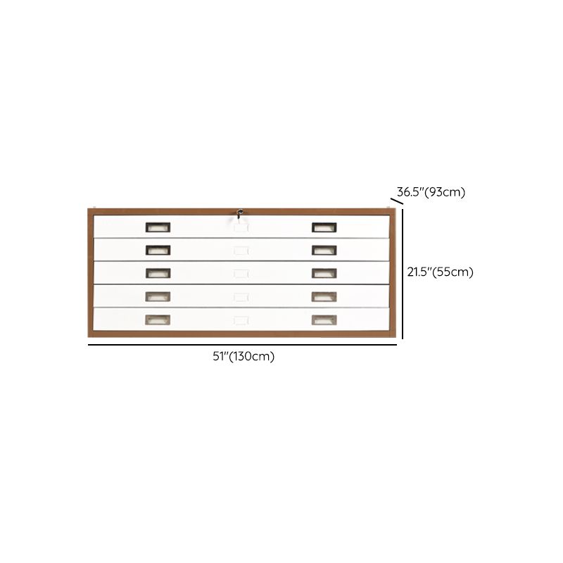 Steel Lateral Filing Cabinet with 5 Drawers and Key Lock in a Simplistic Style