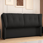 Trendy Wingback Headboard with No Distressing, Piled Tufted Rectangle Design for Queen/Full Bed, Featuring Sponge Upholstery and Standard Height
