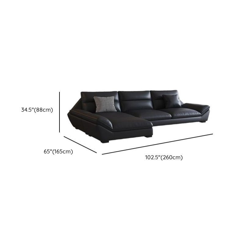 Contemporary Modern Solid Color Scratch-durable/Water Resistant Standard/Single Sofa in Midnight Black, Seats 3/5/4 with 2/1 Pillows