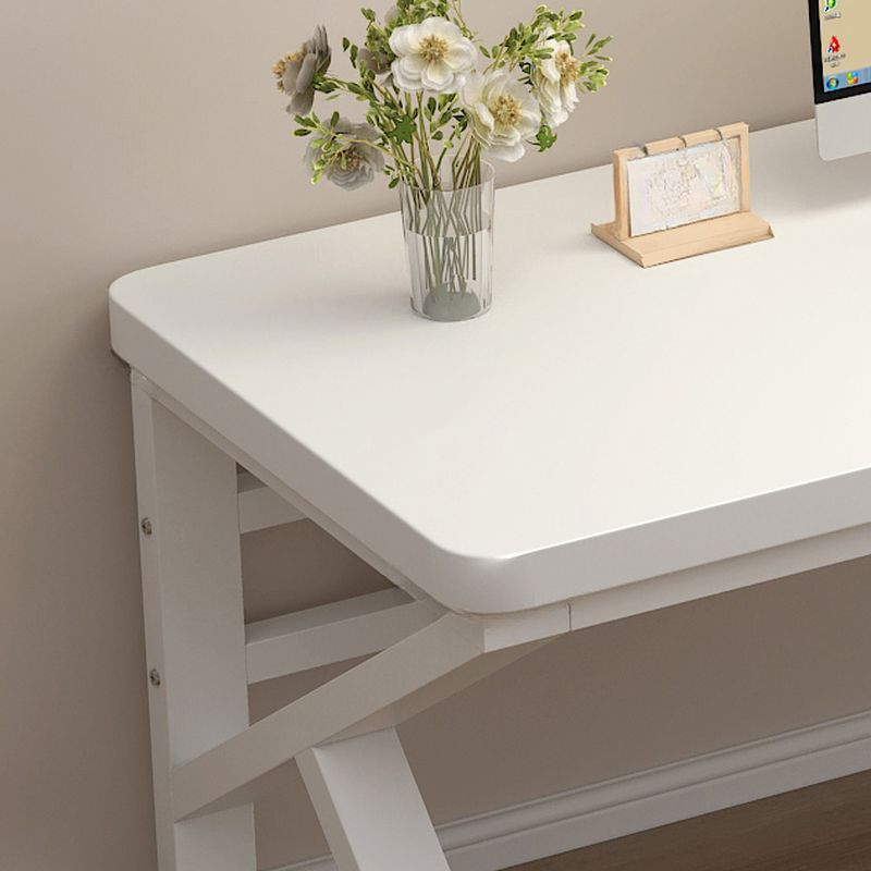 Casual Writing Desk with Easy Assembly, Crack Resistant, Sleigh Base in Chalk/Sepia/Natural, Unattached Installation, Engineered Wood Top