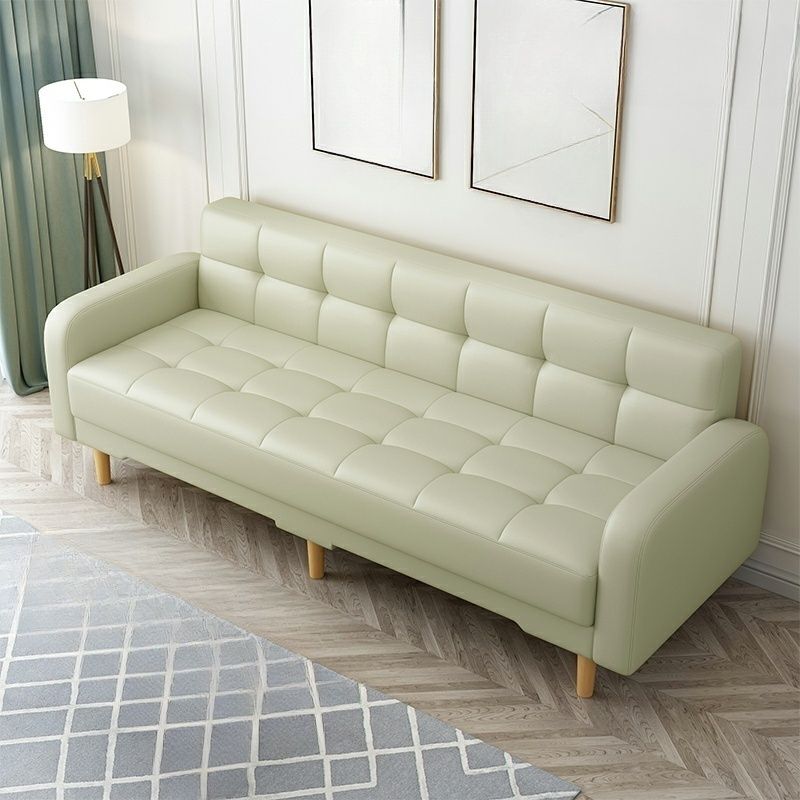 Square Arm Foldable Convertible Sofa with Biscuit Back for Living Spaces