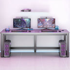 Alloy H-Shape Base Black Rectangle Scratch Resistant Office Computer Desk with Rounded Corners and Cable Management, Cable Management Included