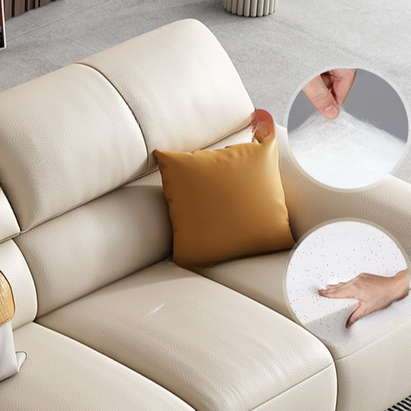 Tear Resistant Leather Sofa Couch in White with 3 Pillows
