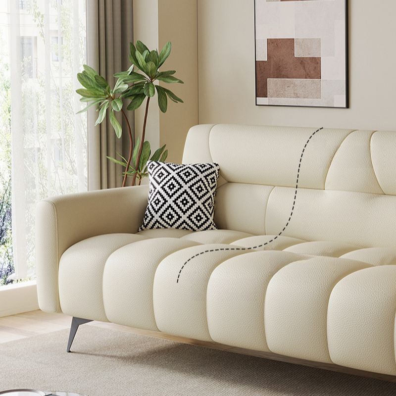 Trendy Solid Color Scratch-immune Standard Sofa in Light Gray/Cerulean/Light Green with Arm, 4-seater/Seats 3, and 2 Pillows