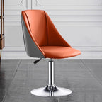 Simple Multi-levelled Single Color Wingbacked Chair, Rotatable, Upholstered with Steel Frame in Silver