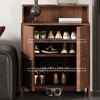 Auburn Modern Engineered Wood 4 Tiers Shoe Console with Shelf, Gate, and Closed Back