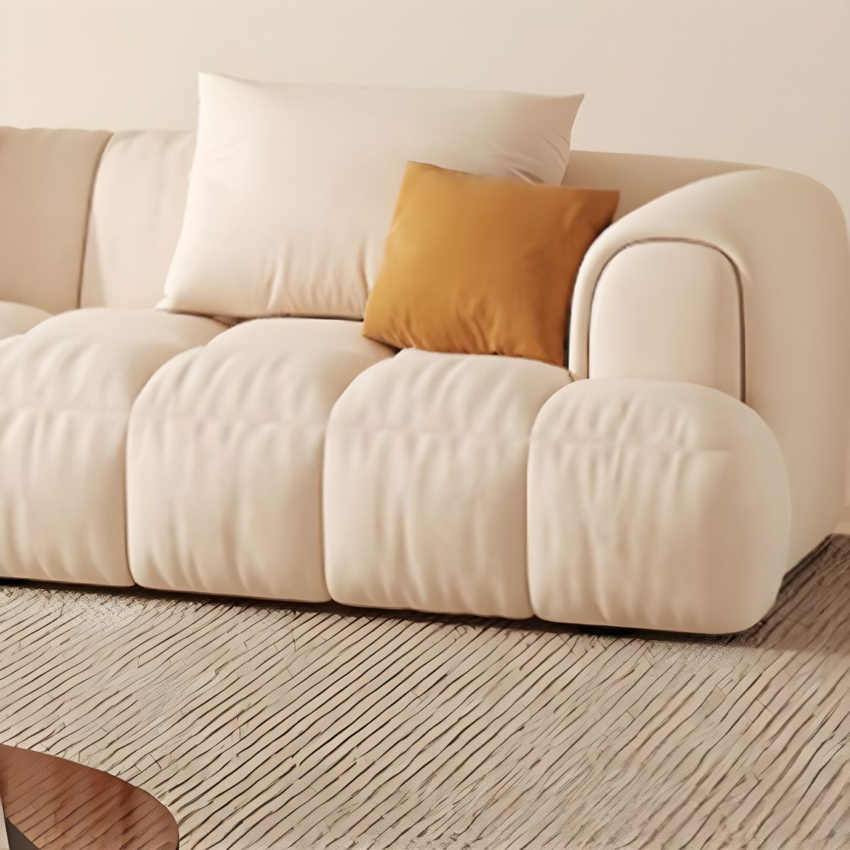 Scandinavian Recessed Arm Sofa 28.7" H Blocks Sofa with Pillows
