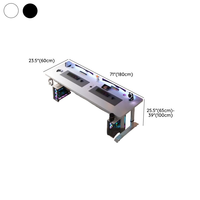 Modern Corrosion Resistant Unattached White/Midnight Black Manual Height-adjustable Desk with Sleighing Base, Multi-levelled