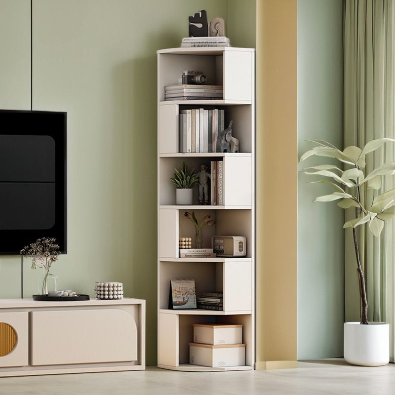 Modern Simple Style Nook Decorative Cabinet with 7/6/5 Exterior Shelves, Laminate Countertop in Light Gray/Chalk/Sand