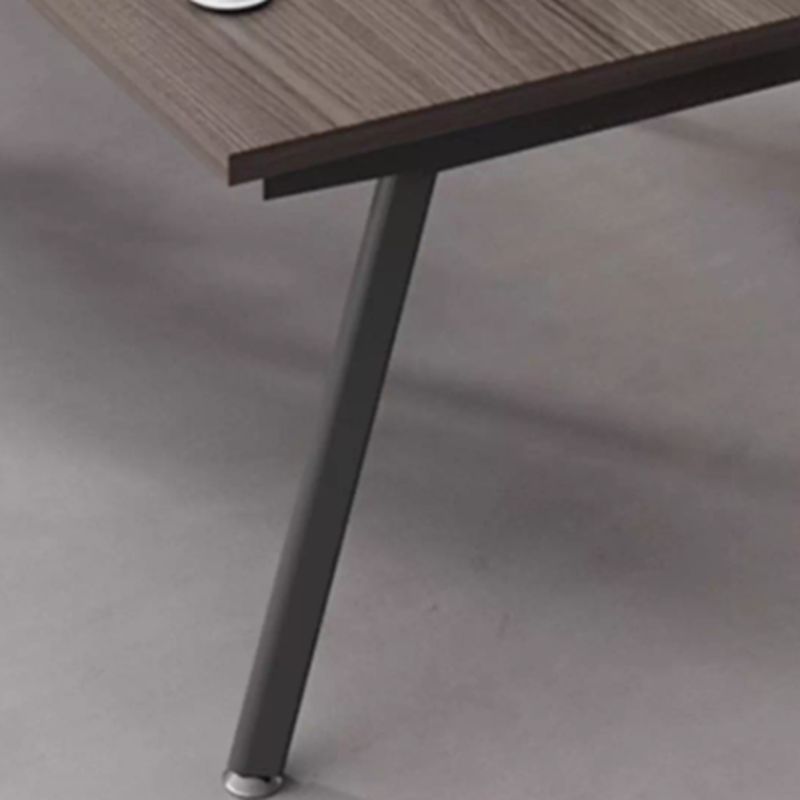 Modern Rectangular Gray Manufactured Wood Writing Table with Cable Management