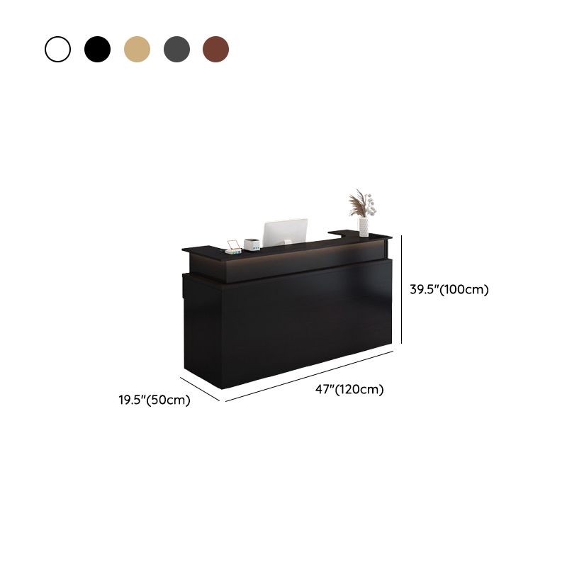 Reception Desk Rectangular with Cabinet Hutch Keyboard Tray Cable Management and Filing Cabinet, Manufactured Wood Top