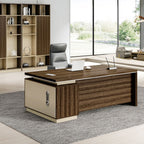 Stump Base Durability Office Desk with Cooling Hole, Cable Management, 1 Drawer, Exterior Shelf and Cpu Storage