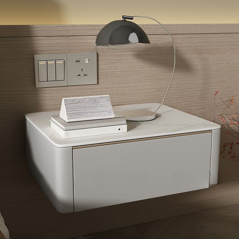 Organic Stone Countertop 1 Drawer Bedside Cabinet with Hanging Shelf