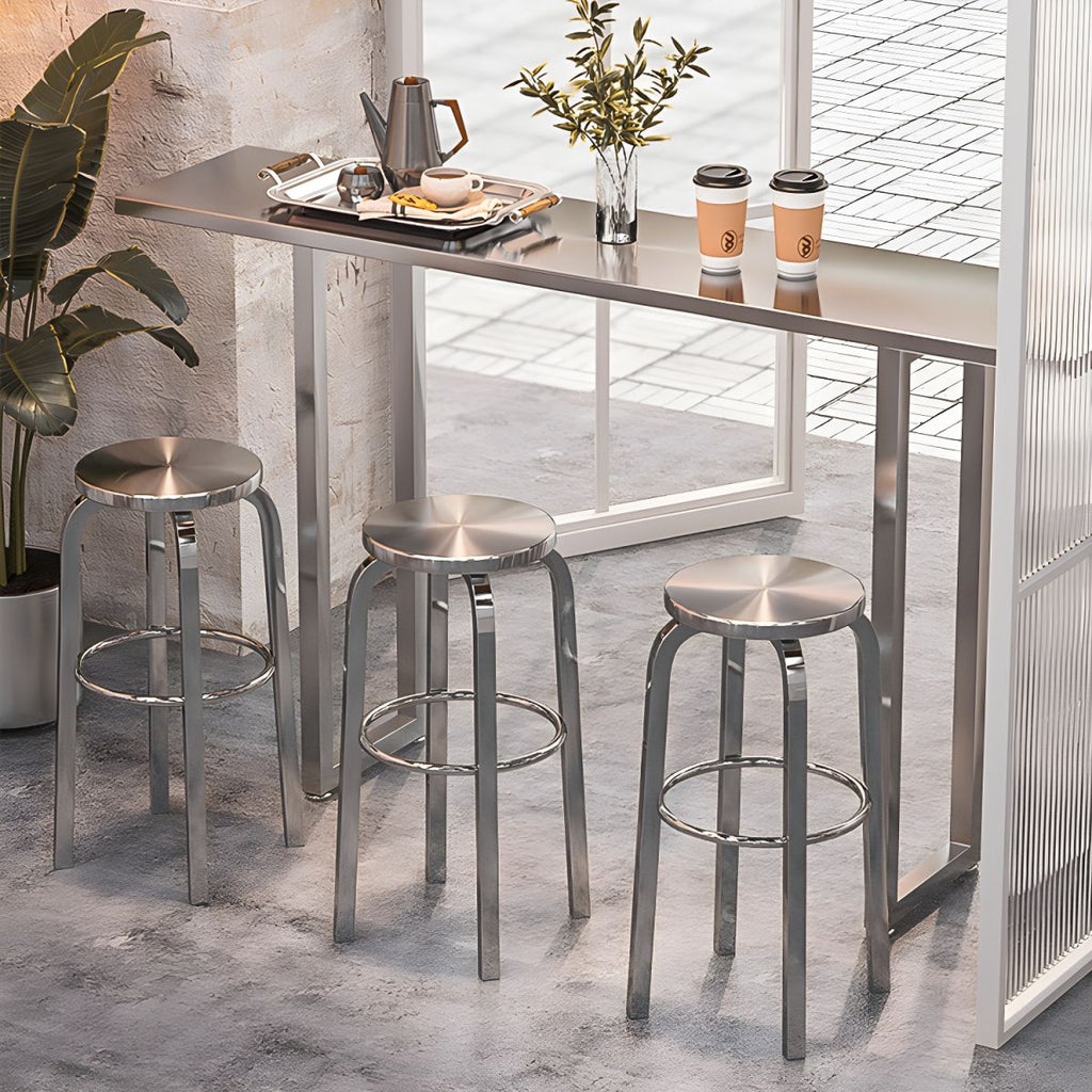 1/2/4 Pieces Silver Stainless Steel Contemporary Bar Pub Table Set