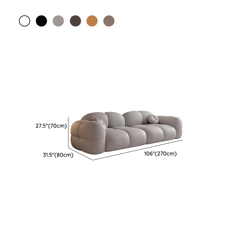 Trendy Solid Color Stain Resistant Standard Sofa in Grey/Taupe/Amber Color with Arm, 4-seater/Seats 3 and 2 Pillows