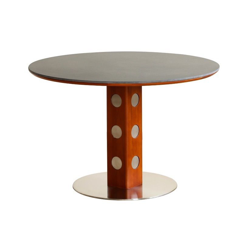 Silver Base Stone Dining Table with Anti-Fouling Sintered Stone Top, 4-person Seat/2-seater