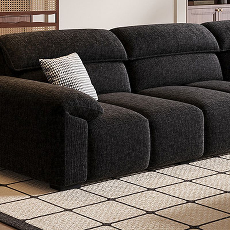 Modish Solid Color Water Resistant/Stain Resistant Standard Sofa/Single Sofa in Midnight Black, Seats 5/4/3 with 3/2/1 Pillows