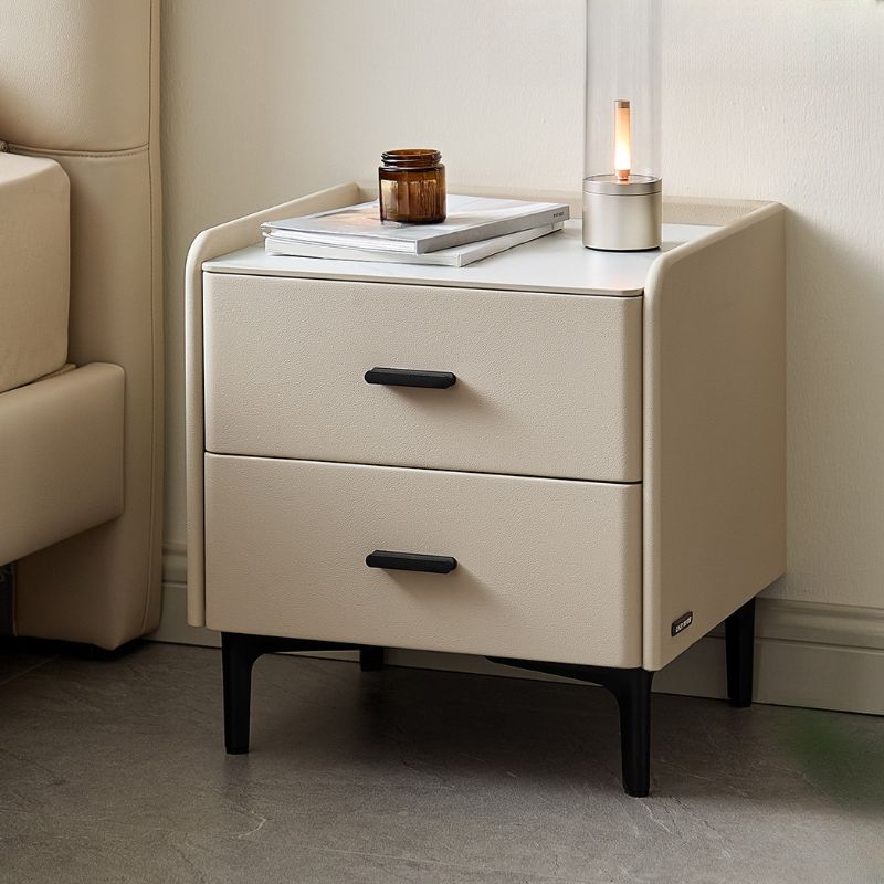Modish Nightstand With Drawer Organization and Elegant Stone Countertop