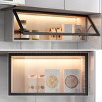 Contemporary Faux Wood Wall Mounted Display Cabinet with Glass Door in Grey