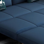 Contemporary Cotton Blend Sleeper Square Arm Sofa Bed in Blue