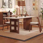 Auburn Double Pedestal Stone Kitchen & Dining Table with Scratch-proofed Sintered Stone Top for 6-seater/8 People