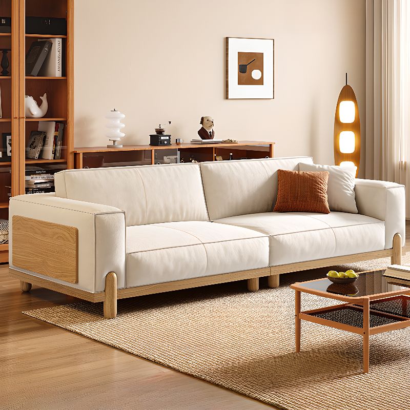 Contemporary Modern Solid Color Water Resistant Standard Sofa in Off-White, 2 People with 2 Pillows
