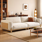 Contemporary Modern Solid Color Water Resistant Standard Sofa in Off-White, 2 People with 2 Pillows