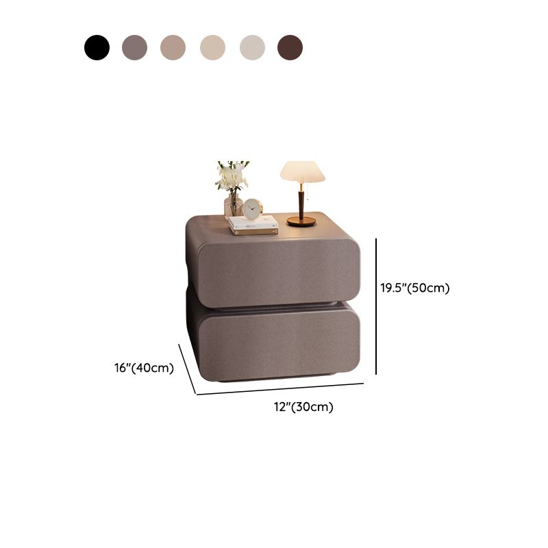 Modish Drawer Storage Bedside Table with 2 Drawers and Pleather Countertop