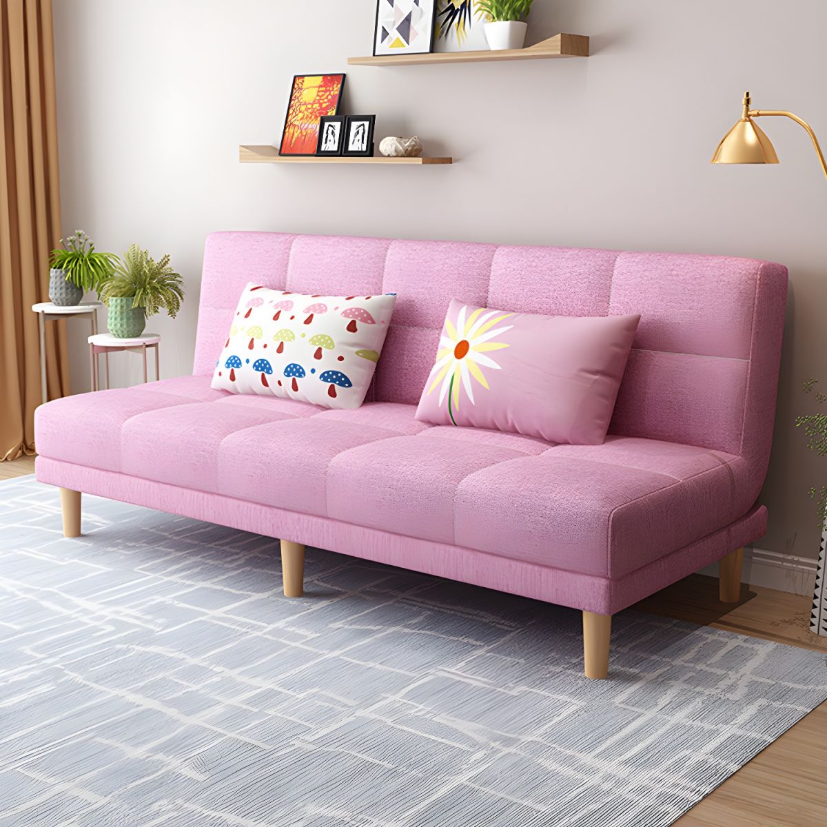 Contemporary Armless Standard Sofa Bed Dual Purpose Sofa for Living Room