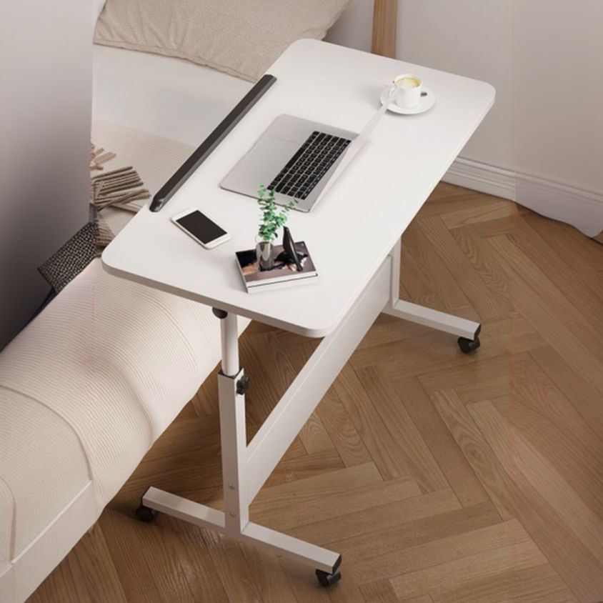 Casual Engineered Wood 1 Tier Adjustable Height Laptop Cart with Casters, Stand Vertical Installation