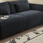 Loveseat with Flannel Upholstery in Black/Jade Green/Beige, Includes Arm