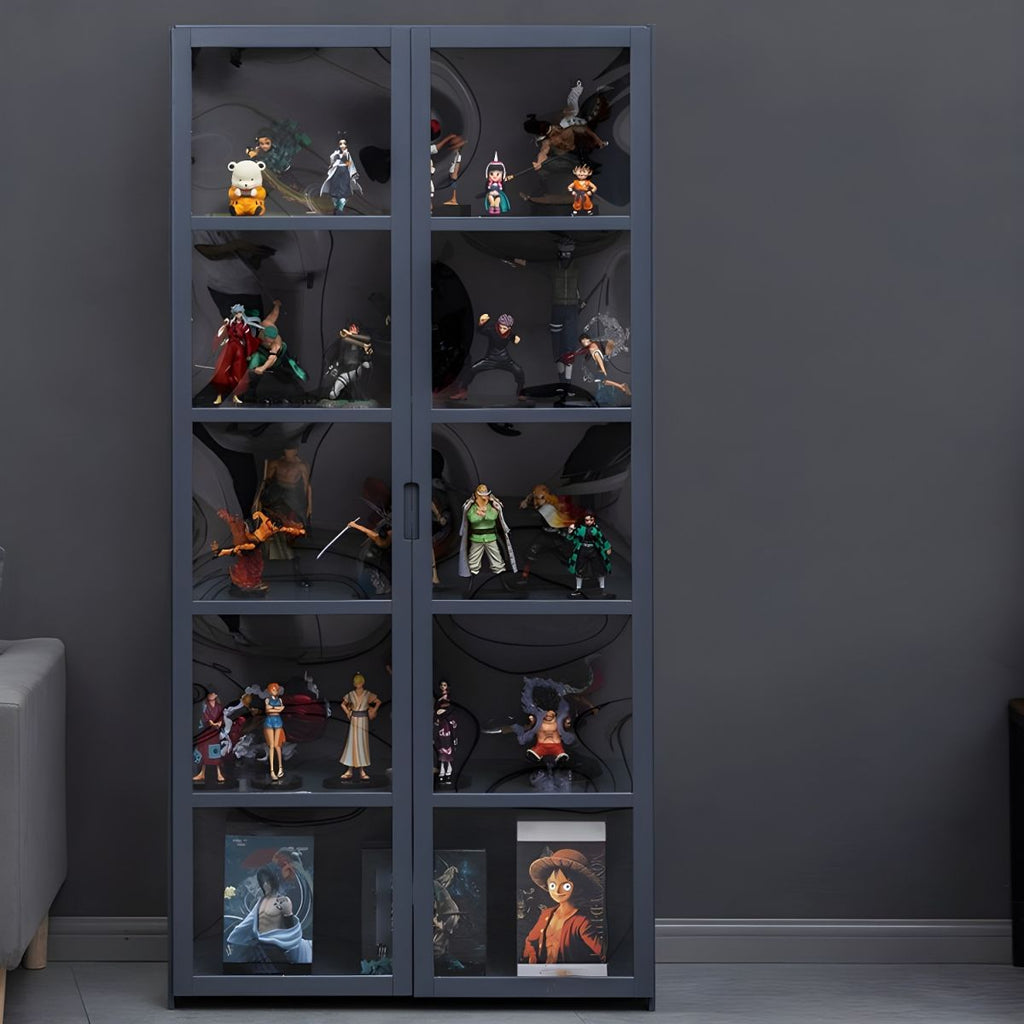 Bamboo Display Storage Cabinet Modern Multi-shelf Acrylic Door for Living Room