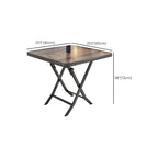 Outdoor Folding Glass Table with Clear Scratch-proofed Glass Top and Cross Base for 3-person/2-person Seating