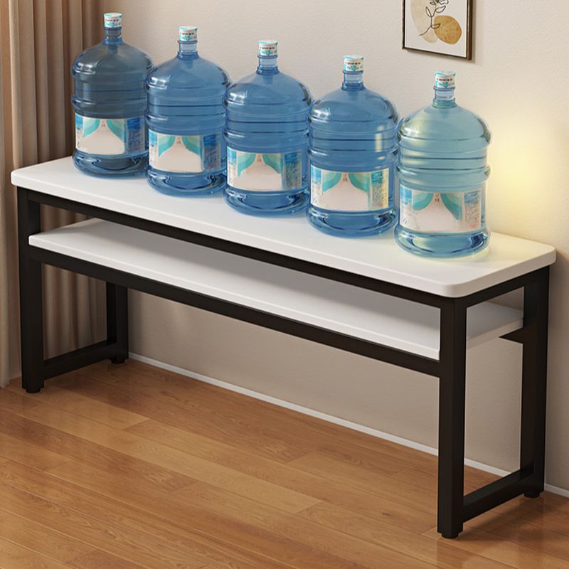 Writing Desk with Storage and Twist-resistant Durability, Featuring 1 Shelf and H-Shape Base in Chalk/Light Brown/Natural, Unattached with Foot Pad
