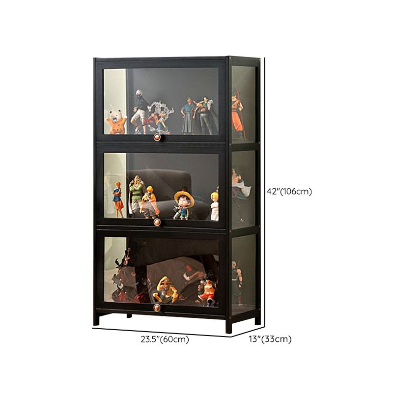 Charcoal Simplistic Bambusa Flooring Curio Cabinet with Sealed Cabinet, 2 Shelves/3 Shelves/4 Shelves, 2 Doors/3 Doors/4 Doors
