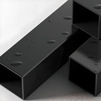 Black/Chalk Rectangle Metal Base Table with Wear Resistance, Shelves, Toboggan Base, Cable Management, and Rounded Corners