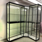 Modern Display Stand Black Frame Locking Curio Cabinet with Glass Shelves