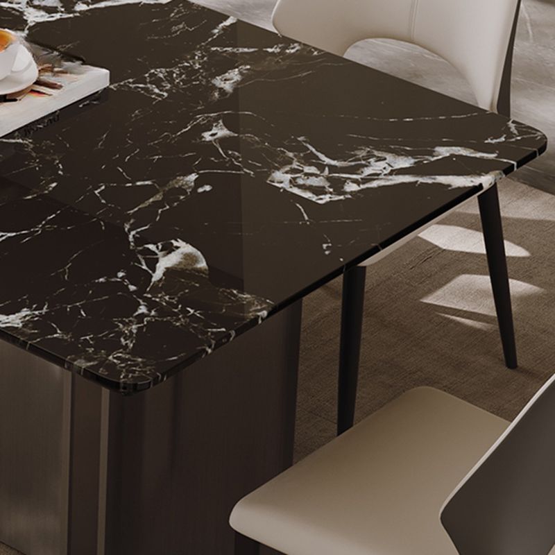 Modish Rectangular Dining Table with Fixed Table Mechanism in Ink Color