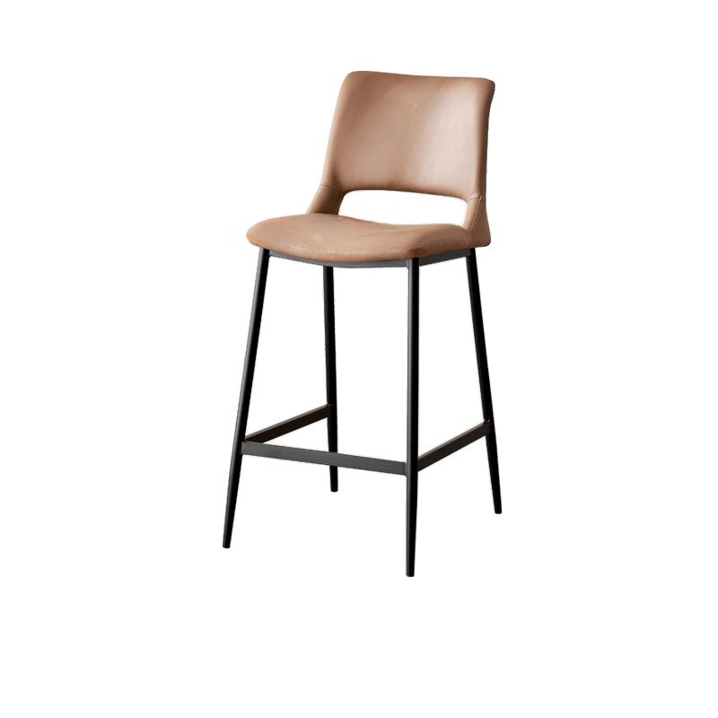 Casual Rawhide Bar Stools in Midnight Black/Lemon Color/Caramel with Back and Saddle Seat, Featuring Leg Rest