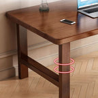 Casual Writing Desk with Storage, Scratch-proof H-Shape Base, Exterior Shelf in Sepia/Natural Natural Wood