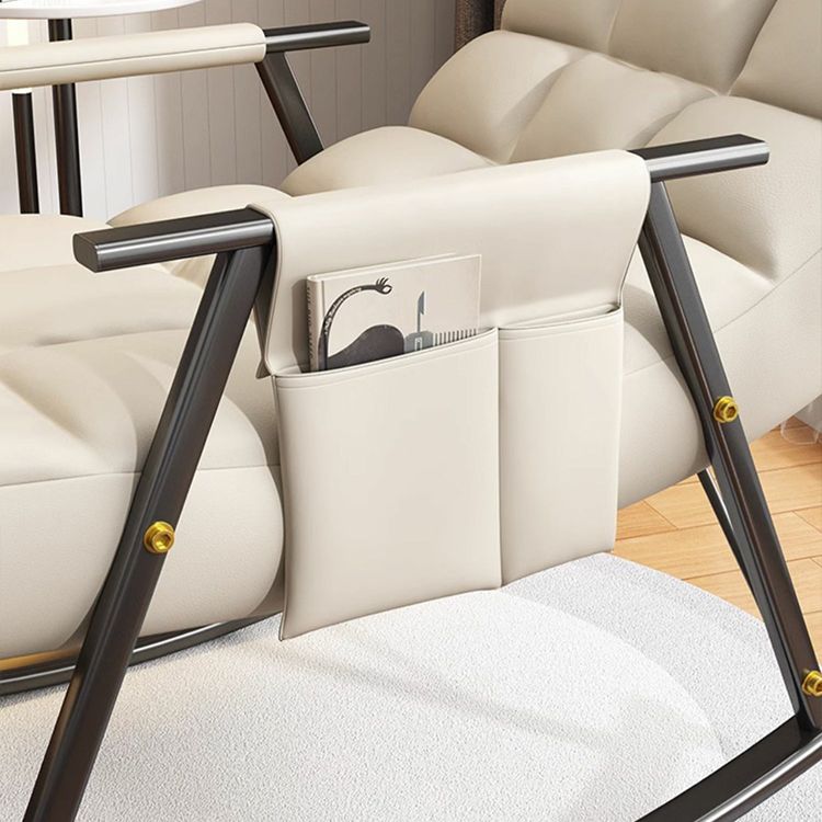 Contemporary Upholstery Rocking Chair with Sleek Metal Legs and Tufted Design