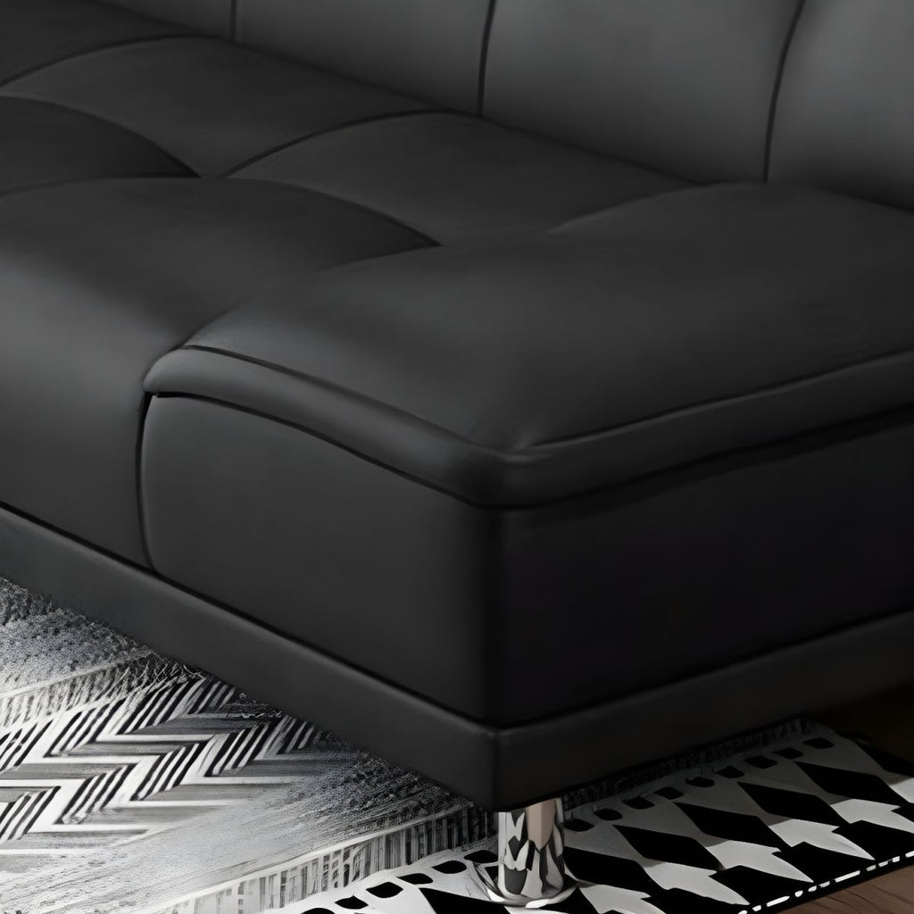 75"Modern Minimalist Armless Foldable Sleeper Leather Settee