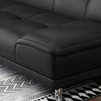 75"Modern Minimalist Armless Foldable Sleeper Leather Settee
